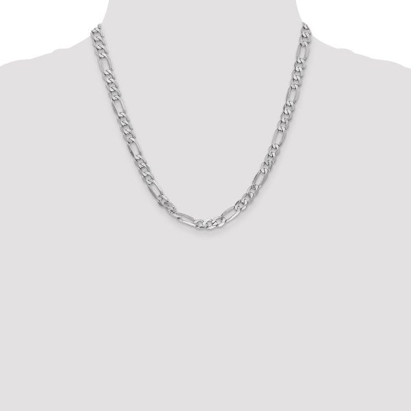 Leslie's 14K White Gold 6mm Flat Figaro Chain - Image 4