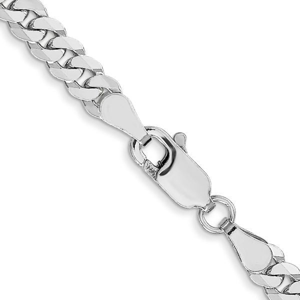 Leslie's 14K White Gold 3.9mm Flat Beveled Curb Chain - Image 3