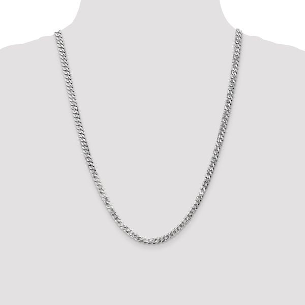 Leslie's 14K White Gold 4.5mm Flat Beveled Curb Chain - Image 4