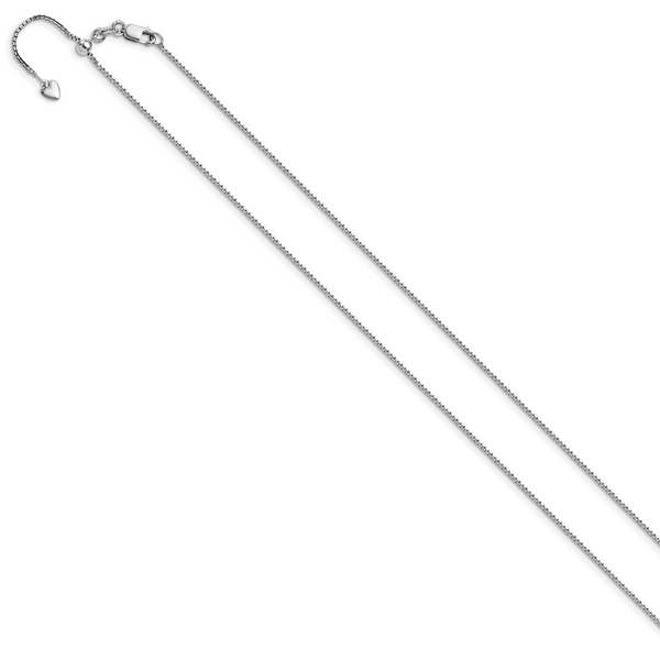 Leslie's 14K White Gold Adjustable 1mm D/C Box Chain - Image 2