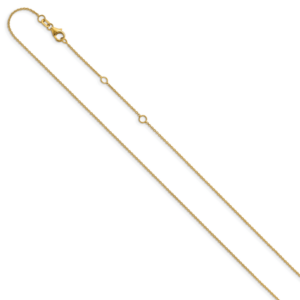Leslie's 14k Yellow Gold 1.25mm Round Cable 1in+1in Adjustable Chain - Image 2