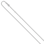 14k White Gold 1.4mm Round Cable 2in+2in Adjustable Chain - Image 2
