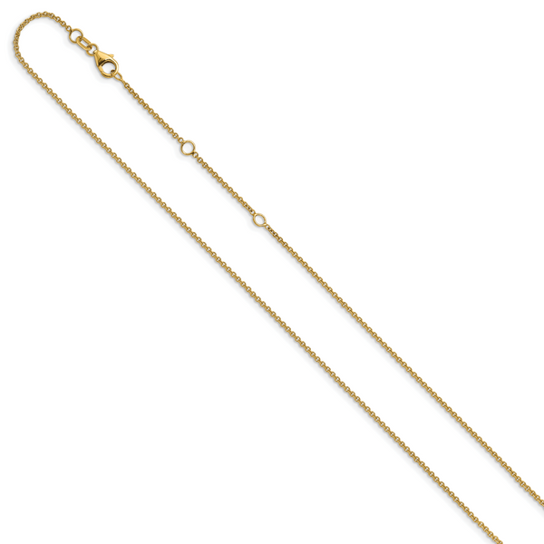 14k 1.4mm Round Cable 2in+2in Adjustable Chain - Image 2