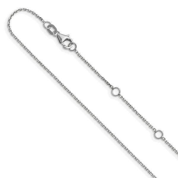 Leslie's 14k White Gold 1.1mm D/C Square Cable 1in+1in Adjustable Chain