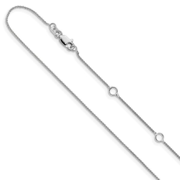 Leslie's 14K White Gold .8mm Baby Spiga 1in+1in Adjustable Chain