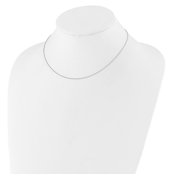 Leslie's 14K White Gold .8mm Baby Spiga 1in+1in Adjustable Chain - Image 3
