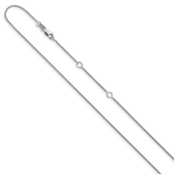 Leslie's 14K White Gold 1mm Spiga 1in+1in Adjustable Chain - Image 2