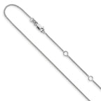 Leslie's 14K White Gold 1mm Spiga 1in+1in Adjustable Chain