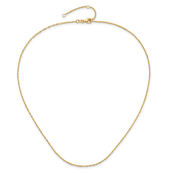 14K Leslie's 1.25mm Singapore 1in+1in Adjustable Chain - Image 4