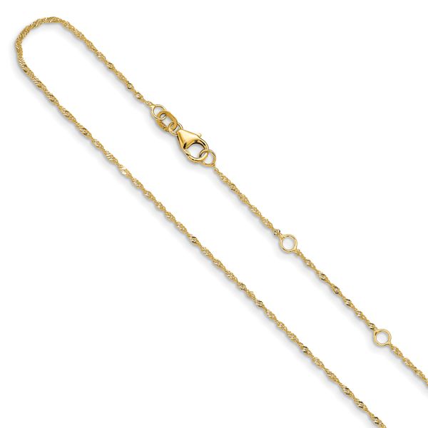 14K Leslie's 1.25mm Singapore 1in+1in Adjustable Chain