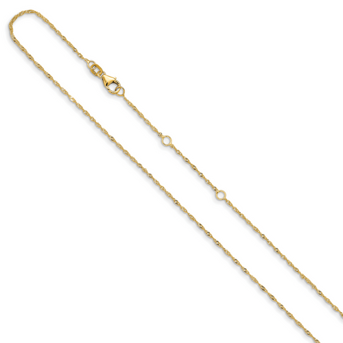 14K Leslie's 1.25mm Singapore 1in+1in Adjustable Chain - Image 2
