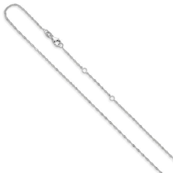 14K Leslie's White Gold 1.25mm Singapore 1in+1in Adjustable Chain - Image 2