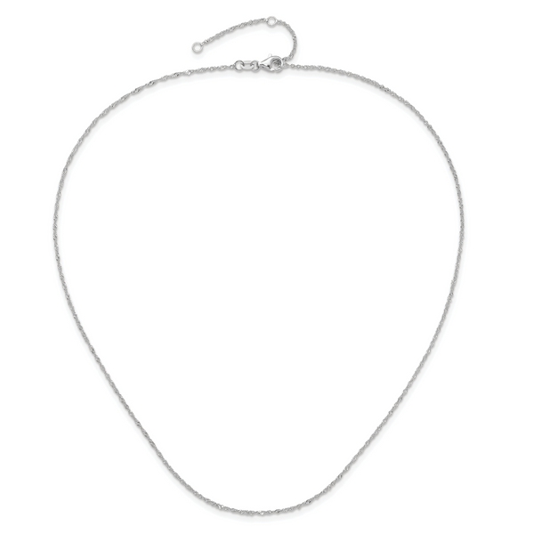14K Leslie's White Gold 1.25mm Singapore 1in+1in Adjustable Chain - Image 4