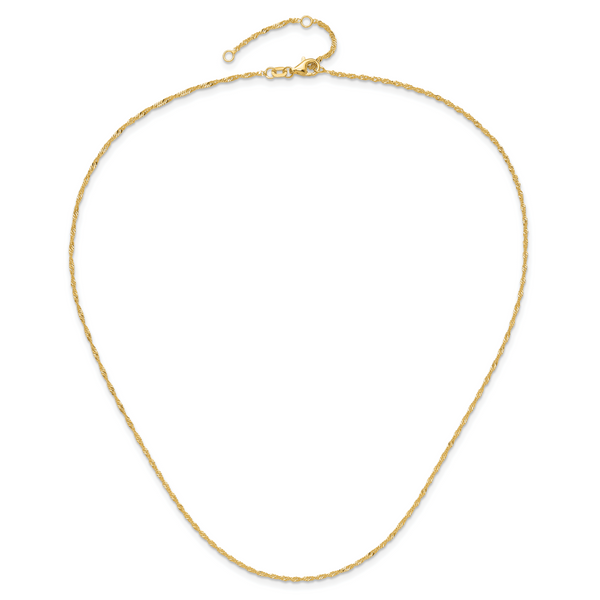 14K 1.5mm Singapore 1in+1in Adjustable Chain - Image 4