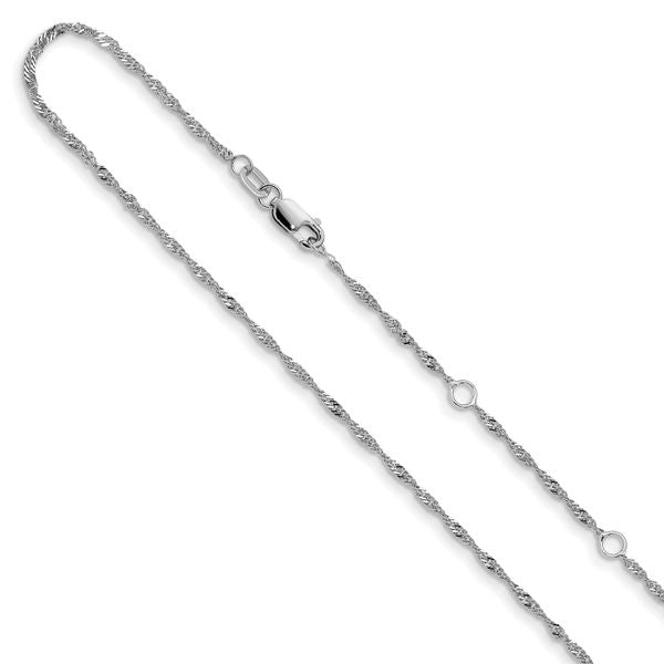 Leslie's 14K White Gold 1.5mm Singapore 1in+1in Adjustable Chain