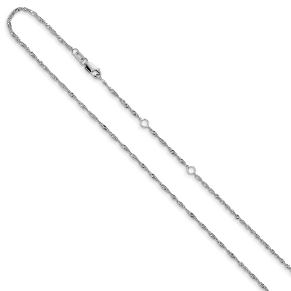 Leslie's 14K White Gold 1.5mm Singapore 1in+1in Adjustable Chain - Image 2