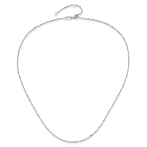 Leslie's 14K White Gold 1.5mm Singapore 1in+1in Adjustable Chain - Image 4