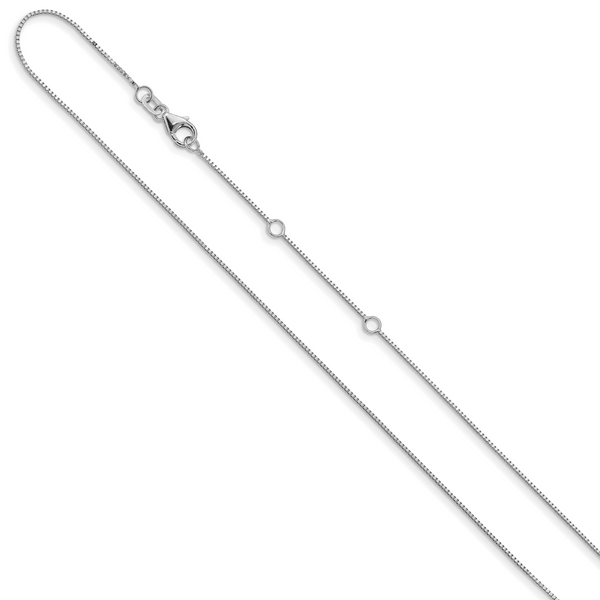 Leslie's 14K White Gold .7mm Box 1in+1in Adjustable Chain Adjustable - Image 2