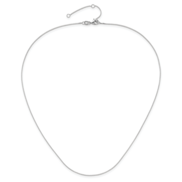 Leslie's 14K White Gold .7mm Box 1in+1in Adjustable Chain Adjustable - Image 4