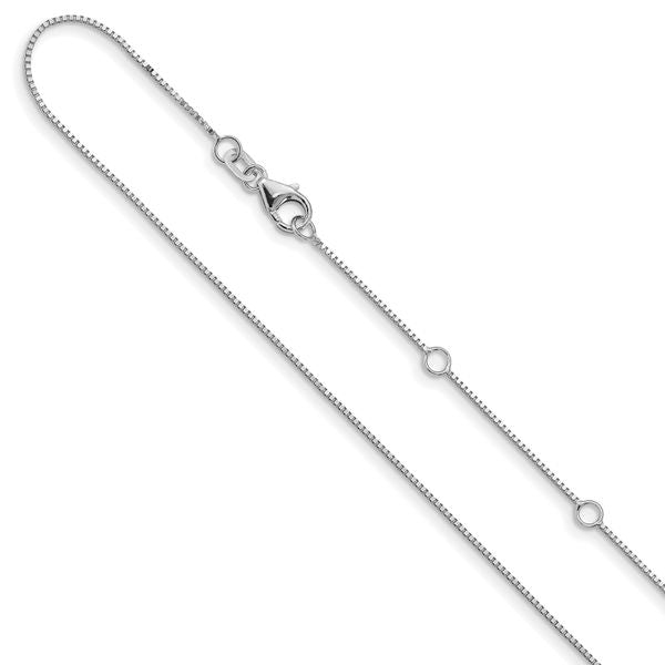 Leslie's 14K White Gold .7mm Box 1in+1in Adjustable Chain Adjustable
