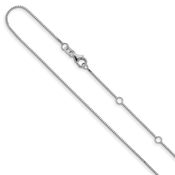 Leslie's 14K White Gold .85mm Box 1in+1in Adjustable Chain