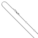 Leslie's 14K White Gold .95mm Box 1in+1in Adjustable Chain