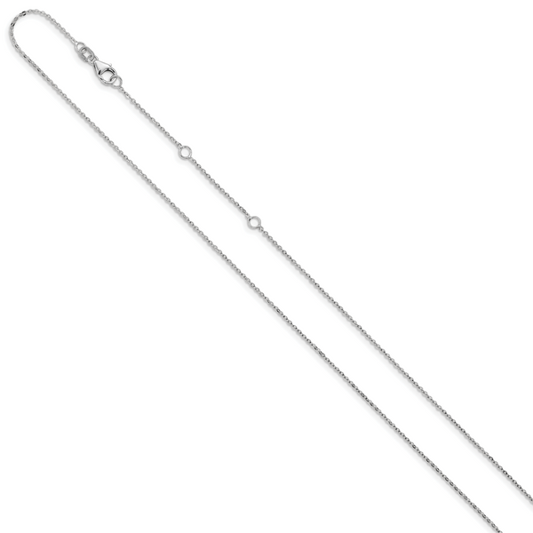 Leslie's 14k White Gold 1.2mm Flat Cable 1in+1in Adjustable Chain - Image 2