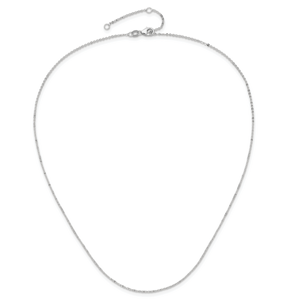 Leslie's 14k White Gold 1.2mm Flat Cable 1in+1in Adjustable Chain - Image 4