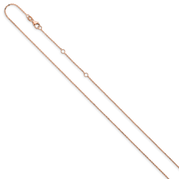 Leslie's 14k Rose Gold 1.2mm Flat Cable 1in+1in Adjustable Chain - Image 2