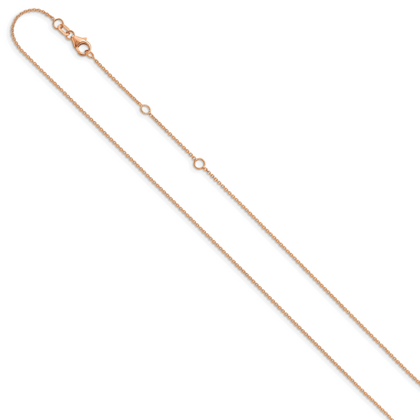 Leslie's 14k Rose Gold 1.25mm Round Cable 1in+1in Adjustable Chain - Image 2