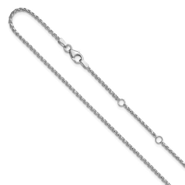 Leslie's 14K White Gold 1.65mm D/C Open Franco 1in+1in Adjustable Chain