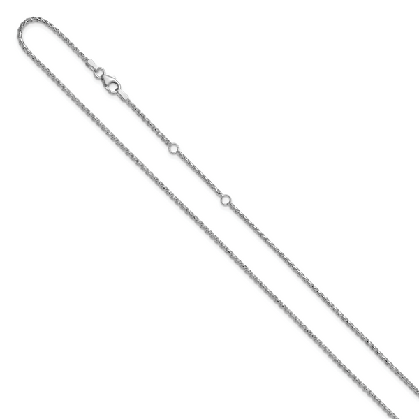 Leslie's 14K White Gold 1.65mm D/C Open Franco 1in+1in Adjustable Chain - Image 2