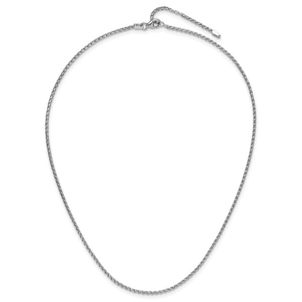 Leslie's 14K White Gold 1.65mm D/C Open Franco 1in+1in Adjustable Chain - Image 5