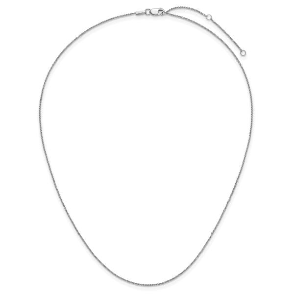 Leslie's 14K White Gold .65mm D/C Spiga 1in+1in Adjustable Chain - Image 5