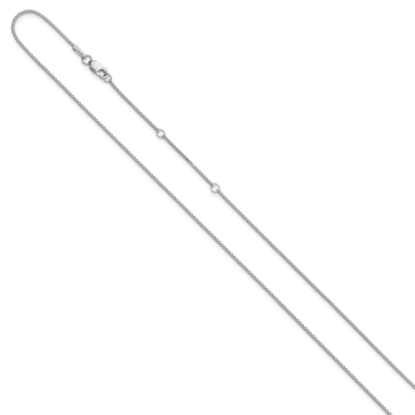 Leslie's 14K White Gold 1mm D/C Spiga 1in+1in Adjustable Chain - Image 2
