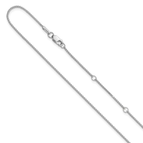 Leslie's 14K White Gold 1mm D/C Spiga 1in+1in Adjustable Chain