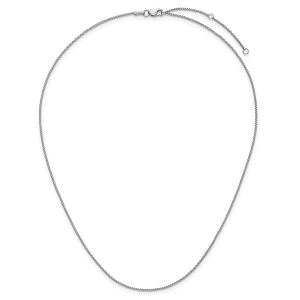 Leslie's 14K White Gold 1mm D/C Spiga 1in+1in Adjustable Chain - Image 5