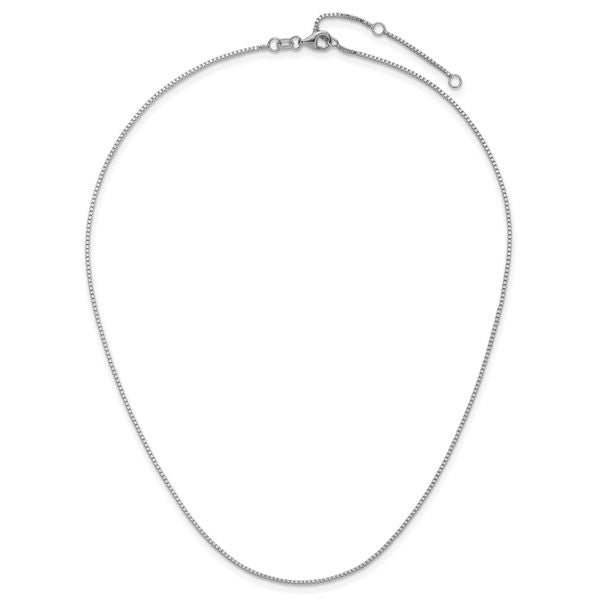 Leslie's 14K White Gold 1mm Box 1in+1in Adjustable Chain - Image 5