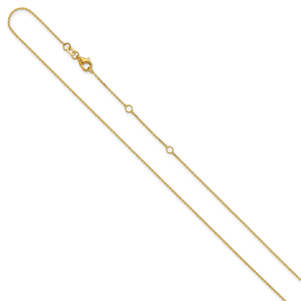 Leslie's 14k 1mm D/C Square Cable 1in+1in Adjustable Chain - Image 2
