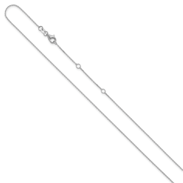 Leslie's 14k White Gold 1mm D/C Square Cable 1in+1in Adjustable Chain - Image 2
