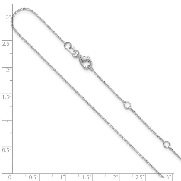 Leslie's 14k White Gold 1mm D/C Square Cable 1in+1in Adjustable Chain - Image 5