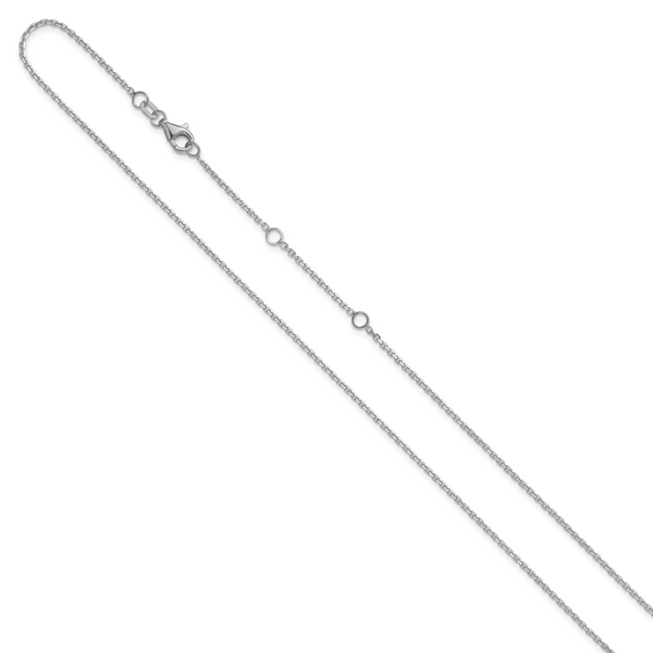 Leslie's 14k White Gold 1.4mm D/C Square Cable 1in+1in Adjustable Chain - Image 2