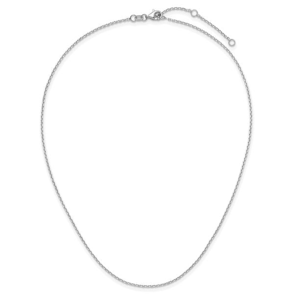 Leslie's 14k White Gold 1.4mm D/C Square Cable 1in+1in Adjustable Chain - Image 4