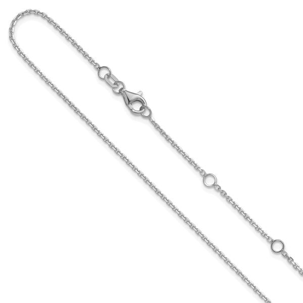 Leslie's 14k White Gold 1.4mm D/C Square Cable 2in+2in Adjustable Chain