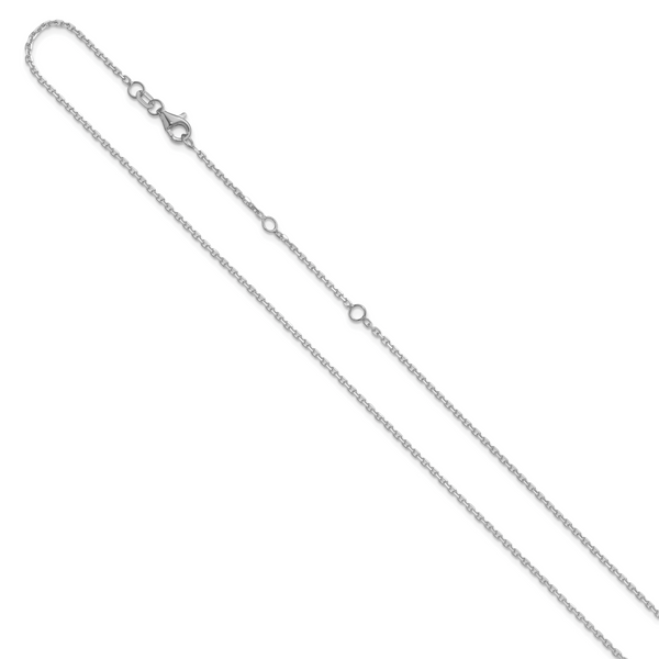 Leslie's 14k White Gold 1.5mm D/C Square Cable 1in+1in Adjustable Chain - Image 2