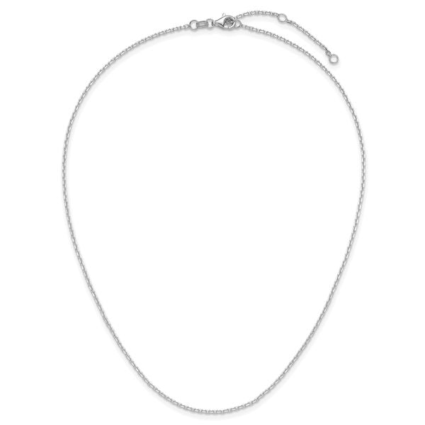 Leslie's 14k White Gold 1.5mm D/C Square Cable 1in+1in Adjustable Chain - Image 4