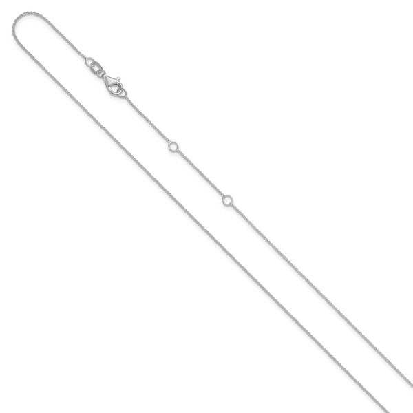 Leslie's 14k White Gold .9mm Round Cable 1in+1in Adjustable Chain - Image 2