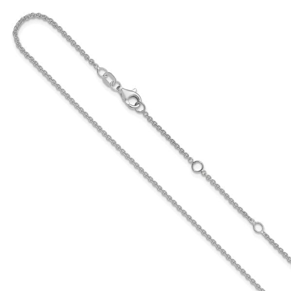 Leslie's 14k White Gold 1.6mm Round Cable 1in+1in Adjustable Chain