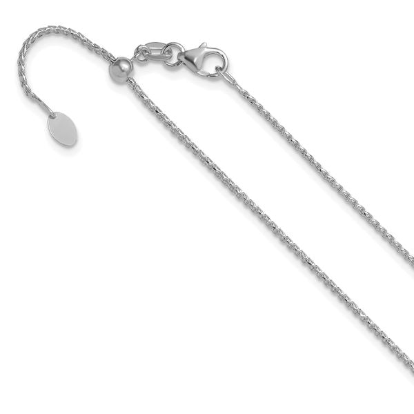Leslie's 14K White Gold Adjustable 1.15mm D/C Open Franco Chain