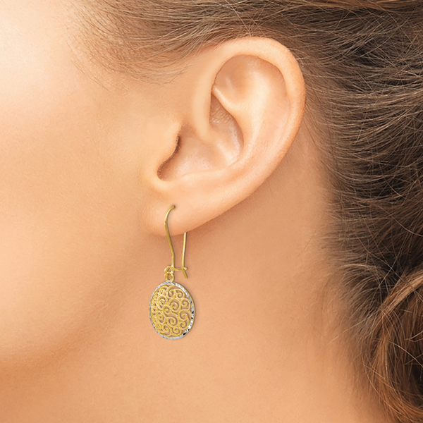 Leslie's 14K Two-tone Filigree Dangle Earrings - Image 3